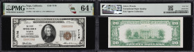 Napa, California. $20 1929 Ty. 1. Fr. 1802-1. First NB. Charter #7176. PMG Choice Uncirculated 64 EPQ.