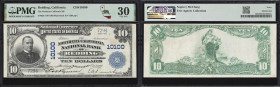 Redding, California. $10 1902 Plain Back. Fr. 628. Northern California NB. Charter #10100. PMG Very Fine 30.