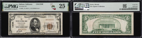 Salinas, California. $5 1929 Ty. 1. Fr. 1800-1. Salinas NB. Charter #13380. PMG Very Fine 25.