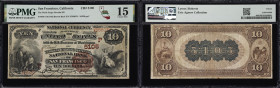 San Francisco, California. $10 1882 Brown Back. Fr. 490. Wells Fargo Nevada NB. Charter #5105. PMG Choice Fine 15.