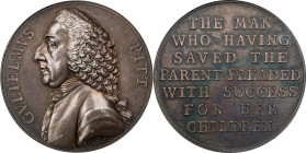 Undated (1766) William Pitt Medal. Betts-516, Kraljevich 3-C. Silver. MS-63 (PCGS).