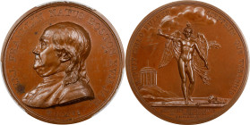 "1784" (ca. 1845-1860) Benjamin Franklin Winged Genius Medal. Paris Mint Restrike. Betts-619, Greenslet GM-35, Adams-Bentley 14. Bronze. MS-65 BN (PCG...