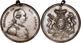 Undated (1801-1814) George III Indian Peace Medal. Silver. Second Size. Second Reverse. Adams 8.2 (Obverse 1, Reverse B). Extremely Fine.