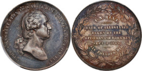 "1861" (1861-1904) U.S. Mint Oath of Allegiance Medal. Musante GW-476, Baker-279, Julian CM-2. Silver. Specimen-62 (PCGS).