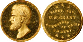 Undated (1866) Ulysses S. Grant Presidential Medalet. Julian PR-42. Gold. Proof-64 Ultra Cameo (NGC).