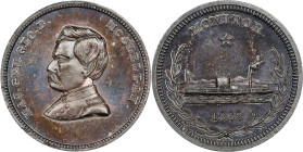 "1862" (1864) George B. McClellan / Monitor Campaign Medal. DeWitt-GMcC 1864-24, Schenkman MO-19. White Metal, Silvered. MS-63 (NGC).