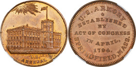 "1794" (ca. 1862) United States Arsenal Medal, With Sun. By John Adams Bolen. Musante JAB-3. Copper. MS-64 RB (NGC).
