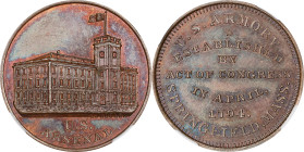 "1794" (ca. 1862) United States Arsenal Medal, Without Sun. By John Adams Bolen. Musante JAB-4. Copper. MS-63 BN (NGC).
