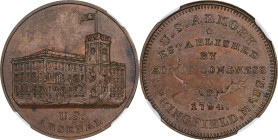 "1794" (ca. 1862) United States Arsenal Medal, Without Sun. By John Adams Bolen. Musante JAB-4. Copper. Overstruck on an 1856 Braided Hair Cent. MS-63...