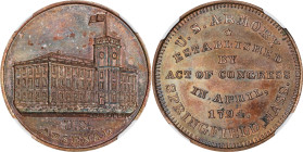 "1794" (ca. 1862) United States Arsenal Medal, Without Sun. By John Adams Bolen. Musante JAB-4. Copper. MS-63 BN (NGC).