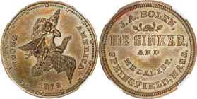 1862 Young America / J.A. Bolen Store Card. Musante JAB-5, Rulau Ma-Sp 4, Fuld-MA-760A-1a. Copper. MS-65 BN (NGC).