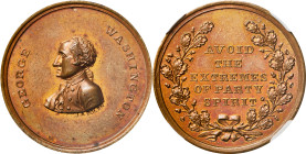 Undated (ca. 1862) Avoid The Extremes of Party Spirit Medal. By John Adams Bolen. Musante JAB-6, Musante GW-563, Baker-258A. Oreide. MS-64 RB (NGC).