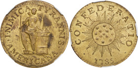 "1785" (ca. 1863) Inimica Tyrannis Americana / Confederatio Copper Muling. Small Circle. Copy by John Adams Bolen. Musante JAB-8, Kenney-3, W-14255. B...