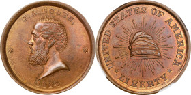 1864 John Adams Bolen Store Card with Liberty Cap. Musante JAB-9, Fuld 760A-6a. Copper. MS-64 RB (NGC).
