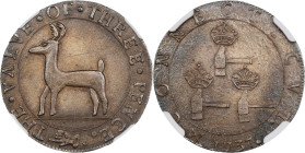 "1737" (ca. 1864) Higley Copper. Copy by John Adams Bolen. Musante JAB-10, Kenney-4, W-14285. THE VALVE OF THREE PENCE / CONNECTICVT, 3 Hammers. Silve...
