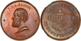1864 John Adams Bolen Store Card. Musante JAB-12, Fuld-760A-7a. Copper. MS-64 RB (NGC).