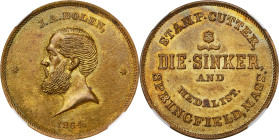 1864 John Adams Bolen Store Card. Musante JAB-12, Fuld-760A-7b. Brass. MS-62 (NGC).
