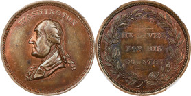 Undated (ca. 1864) George Washington / He Lived For His Country Medal. First Obverse. By John Adams Bolen. Musante JAB-13, Musante GW-681, Baker-92. C...