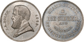 1865 John Adams Bolen Store Card. Musante JAB-17, Rulau Ma-Sp 31. White Metal. Unc Details--Bent (NGC).