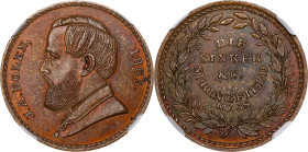 1865 John Adams Bolen Store Card. Musante JAB-19, Rulau Ma-Sp 34. Oreide. MS-65 BN (NGC).