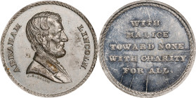 Undated (ca. 1872) Abraham Lincoln / With Malice Toward None Medal. Kline Restrike. Dies by John Adams Bolen. Musante JAB-20, Cunningham 29-010W, King...