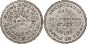 Undated (ca. 1865) Moore Brothers Store Card. By John Adams Bolen. Musante JAB-21, Rulau Ma-Sp 60. White Metal. MS-64 (NGC).