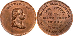 Undated (ca. 1867) George Washington / The Union is the Main Prop of Our Liberty Medal. By John Adams Bolen. Musante JAB-25, Musante GW-796, Baker-259...