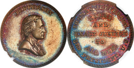 Undated (ca. 1867) Thomas Jefferson / Equal and Exact Justice for All Men Medal. By John Adams Bolen. Musante JAB-26. Copper. MS-63 BN (NGC).