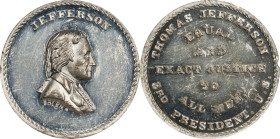 Undated (ca. 1867) Thomas Jefferson / Equal and Exact Justice for All Men Medal. By John Adams Bolen. Musante JAB-26. White Metal. Unc Details--Cleane...
