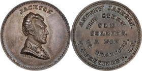 Undated (ca. 1867) Andrew Jackson / The Stern Old Soldier Medal. By John Adams Bolen. Musante JAB-27. Silver. Thick Planchet. MS-64 (PCGS).