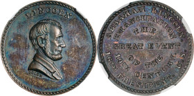 Undated (ca. 1867) Abraham Lincoln / Emancipation Medal. By John Adams Bolen. Musante JAB-28, Cunningham 29-120C, King-237. Copper. MS-64 BN (NGC).