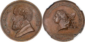 1867 John Adams Bolen Store Card / Libertas Americana Muling. Musante JAB-30. Copper. MS-65 BN (NGC).