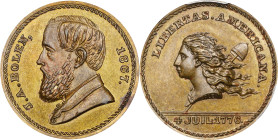 1867 John Adams Bolen Store Card / Libertas Americana Muling. Musante JAB-30. Brass. MS-64 (PCGS).
