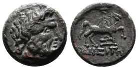 Moesia, Odessos, circa 270-196/88 BC. Bronze (20mm, 7.14 g.). Laureate head of the Thracian god Darsalas right. Rev. ΟΔΗΣΙΤΩΝ Darsalas on horseback ri...