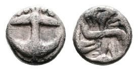Thrace. Apollonia Pontica, 5th c. BC. Silver Hemiobol (7mm, 0.40 g). Upright anchor, four pellets under stock. Rev. Swastika within incuse square, two...