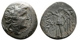 Thracian Kingdom, Kavaros, circa 230/25-218 BC. Bronze (19 mm, 5.58 g.). Laureate head of Apollo to right. Rev. BAΣIΛEΩΣ KAYAPOY Nike standing left, c...