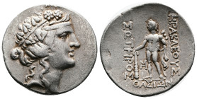 Thrace. Thasos, circa 100-75 BC. Silver Tetradrachm (34,42 mm, 16.11 g). Wreathed head of young Dionysos to right. Rev. ΗΡΑΚΛΕΟVΣ / ΣΩΤΗΡΟΣ / ΘΑΣΙΩΝ, ...