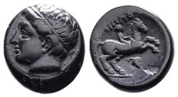 Kings of Macedon, Philip II 359-336 BC. Bronze (16,5 mm, 5.94 g.). Uncertain mint in Macedonia. Diademed head of Apollo to left. Rev. ΦΙΛΙΠΠΟΥ Youth o...