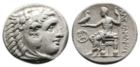 Kings of Macedon, Alexander III ‘the Great’, 336-323 BC. Silver Drachm (18.33 mm, 4,10 g.), Miletos, struck under Demetrios I Poliorketes, circa 300-2...