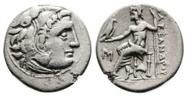 Kings of Macedon, Alexander III ‘the Great’, 336-323 BC. Silver Drachm (18 mm, 4,12 g.). Abydos, circa 310-301 BC. Head of Herakles to right, wearing ...