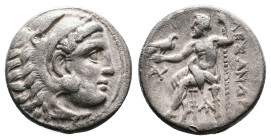 Kings of Macedon. Alexander III 'the Great', 336-323 BC. Silver Drachm (17 mm, 4.14 g.). Magnesia ad Maeandrum, struck under Antigonos I Monophthalmos...