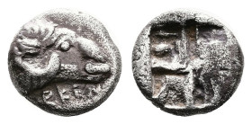 Troas, Kebren, Silver Diobol (10 mm, 0.97 g.). Circa 5th Century BC. KEBP, ram's head to right. Rev. Quadripartite incuse square. SNG Arikantürk 385-7...