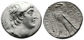 Seleukid Empire. Antiochos VII Euergetes, 138-129 BC. Silver Tetradrachm (28 mm, 14.11 g). Phoenician standard. Tyre mint, Year 181 = 132/1 BC. Diadem...