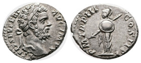Septimius Severus. Rome. AD 195. Silver Denarius (19.9 mm, 3.11 g.). L SEPT SEV PART AVG IMP V, laureate head of Septimius Severus to right. Rev. P M ...