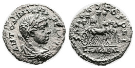 Elagabalus. Antioch. AD 218-222. Silver Denarius. ANTONINVS PIVS FEL AVG, laureate, draped and cuirassed bust of Elagabalus to right. Rev. SANCT DEO S...