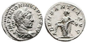 Elagabalus. Rome. AD 218-222. Silver Denarius (18.8 mm, 3.26 g.). IMP ANTONINVS PIVS AVG, laureate and draped bust of Elagabalus to right. Rev. ABVNDA...