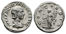 Aquilia Severa. Rome. AD 220-222. Silver Denarius ( 18.9 mm, 3.08 g.). IVLIA AQILIA SEVERA AVG, draped bust of Aquilia Severa to right. Rev. CONCORDIA...
