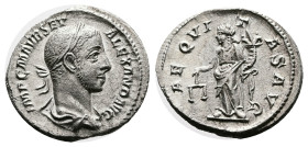 Severus Alexander. Rome. AD 222-228. Silver Denarius ( 19.5 mm, 2.99 g.). IMP C M AVR SEV ALEXAND AVG, laureate and draped bust of Severus Alexander t...