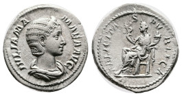 Julia Mamaea. Rome. AD 222-235. Silver Denarius ( 20 mm, 2.95 g.). IVLIA MAMAEA AVG, diademed and draped bust of Julia Mamaea to right. Rev. FELICITAS...