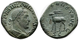 Philip I. Rome. AD 244-249. Bronze Sestertius ( 27.5 mm, 12.74 g.). IMP M IVL PHILIPPVS AVG, laureate and draped bust of Philip I to right. Rev. SAECV...